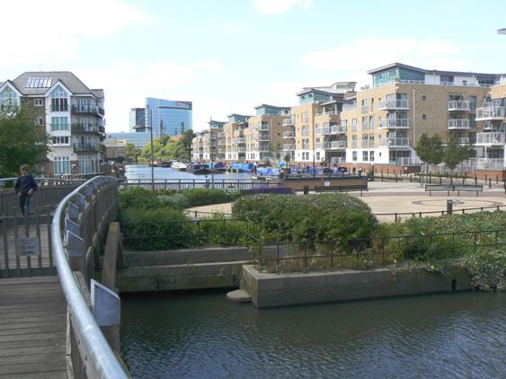 Open paved space leading to canal basin