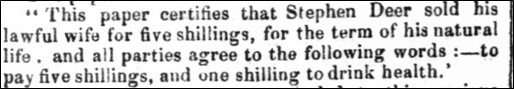 Transcription of document describing terms of the sale of Stephen Deer's wife