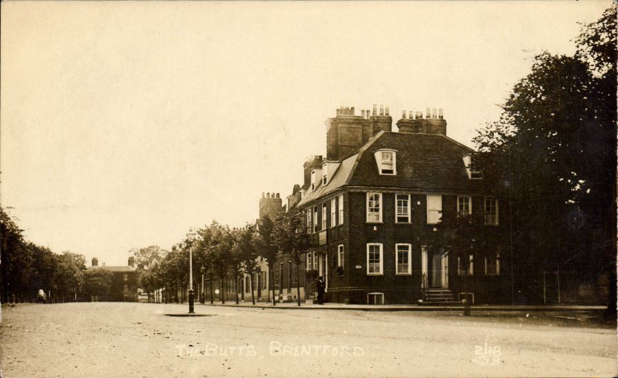 Sepia view of Brentford Cottage Hospital and The Butts