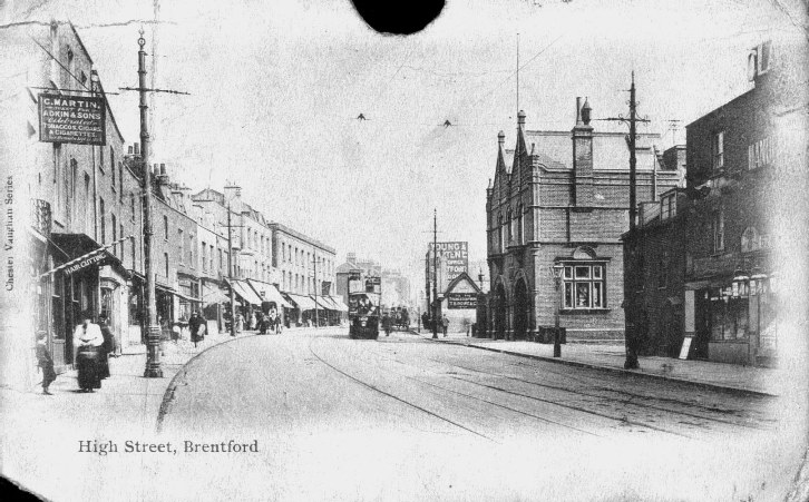 view of the High Street looking east, including the fire station