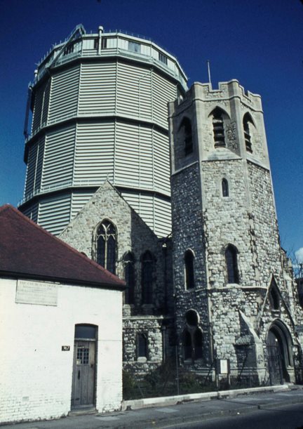 Gasometer, Mrs Trimmer's School and St George's Church