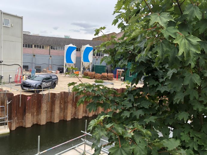 July 2023: view from Grand Union Canal Walk looking down river